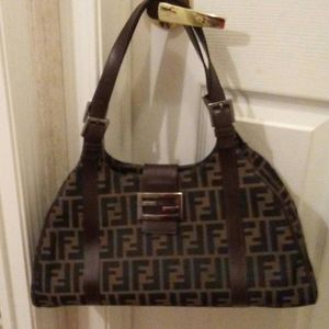 Fendi Satchel/Shoulder/Tote Bag. Tobacco Zucca Baguette Signature